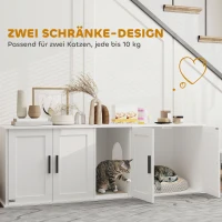 PawHut Multifunctionele kattentoilet kast met scheidingswand voor grote katten 145 x 49 x 51 cm Wit(m-5)