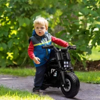 HOMCOM Kids Electric Motorbike with Siren, Horn, Headlights, Music, Training Wheels, for Ages 3-5 Years - Black(m-2)