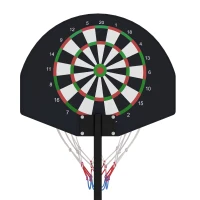 SPORTNOW Verstelbare Basketbalstandaard met Magnetisch Dartbord, 98-148cm, Zwart(m-8)
