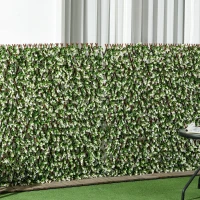 Outsunny 2pc Expanding Garden Trellis, 2 x 1m Faux Decorative Privacy Fence with Artificial Leaves, Privacy Screen Greenery Walls for Garden Balcony, Eucalyptus Leaves(m-9)