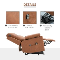 HOMCOM Faux Leather 70° Electric Riser Recliner Chair - Brown(m-7)