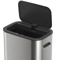 HOMCOM 55L Sensor Bin for Kitchen, Touchless Automatic Waste Rubbish Bin, Stainless Steel, Battery Operated, Silver Tone(m-11)