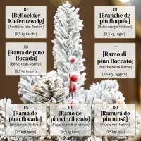 HOMCOM Brad de Crăciun mic, cu înălțimea de 60 cm, 72 de ramuri acoperite cu zăpadă, conuri și fructe roșii, verde(m-8)