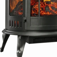 HOMCOM Electric Fireplace Stove, Freestanding Electric Fire Heater with Realistic LED Flame, 2000W, Black(m-12)
