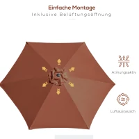 Outsunny Opvouwbare Paraplu Parasol Tuinparaplu Marktparaplu met Handslinger Aluminium 180/㎡ Polyester Crème 2.7 x 2.35 m(m-6)