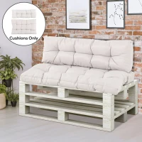 Outsunny Cojín para Banco 2-Piezas Set Cojín para Palé con Respaldo 120x80x12 cm Colchón de Banco para Columpio Hamaca Interior Exterior Crema(m-10)