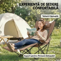 Outsunny Set de 2 Scaune Pliabile și Reglabile, Maro și Negru(m-6)