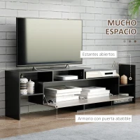 HOMCOM Mueble de Salón para TV Conjunto Muebles de TV 153,6x25x42cm y Estante de Pared 150x14,5x16,3cm Negro y Marrón(m-5)