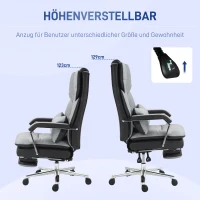 HOMCOM Ergonomische Verstelbare Bureaustoel, 63x71x123-129cm, Lichtgrijs/Zwart(m-7)