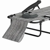 Outsunny Zonnebed Tuinligstoel Relaxlig, opvouwbaar, weerbestendig, 194 cm x 72 cm x 31 cm, Zwart + Grijs(m-12)