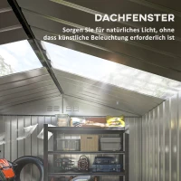 Outsunny Gereedschapsschuur van Metaal met Schuifdeuren en Ventilatieramen, 277 x 195 x 192 cm, Grijs(m-4)