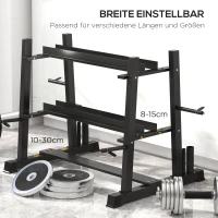 SPORTNOW hantelstandaard voor dumbells, kantelbare dumbells, halterschijven, 3 niveaus, aanpasbaar, staal, 131 x 75 x 80 cm, zwart(m-5)