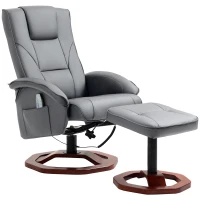 HOMCOM Massagestoel met hocker, ligfunctie, afstandsbediening, draaibaar, lederlook, tot 150 kg, donkergrijs(m-10)