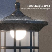 Outsunny Stâlp Solar de Grădină, Înalt de 184cm, cu Lumină LED Alb Rece și IP44, Negru(m-6)