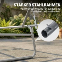 Outsunny Klapbare ligstoel met zonnescherm, verstelbare rugleuning, metalen frame, 187 x 58 x 36 cm, grijs(m-8)