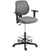 Vinsetto Fauteuil de bureau assise haute réglable, accoudoirs, dim. 60l x 57P x 97-119H cm sur roulettes, gris(m-12)