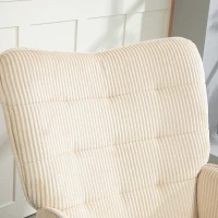HOMCOM Vintage schommelstoel, gebogen schommelpoten, dikke vulling, beukenhout & staal, Beige(m-8)