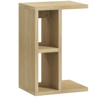 HOMCOM Table d'appoint 3 niveaux en forme de C avec 2 compartiments ouverts, 40 x 29,8 x 60 cm, chêne(m-1)