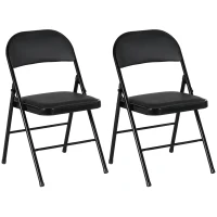 HOMCOM Klapstoel, 2-Pack, Kunstleer, tot 120 kg, Metalen Frame, 45x46x78cm, Zwart(m-11)