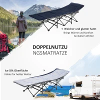 Outsunny Campingbed, Opvouwbaar met Kussen, 188 x 64,5 x 53 cm, Donkerblauw+Grijs(m-4)