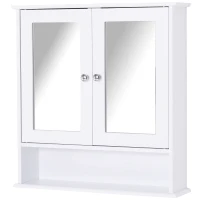 kleankin spiegelkast, wandkast met 3 opbergvakken, make-upkast, MDF, wit, 56 x 13 x 58 cm(m-11)