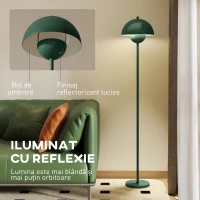 HOMCOM Lampă de Podea cu Abajur Semicircular și Comutator cu Pedală, din Oțel, Ø30x155 cm, Verde(m-5)
