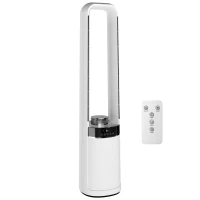 HOMCOM Bladeless Tower Fan, 36dB Standing Cooling Fan with Oscillating, LED Lights, 3 Speeds, 12H Timer, Remote Control(m-1)