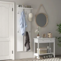 HOMCOM Móvel Cabide de Entrada de Parede Móvel de Entrada Moderno com 8 Ganchos e Prateleira  55x21,3x170 cm Branco(m-10)