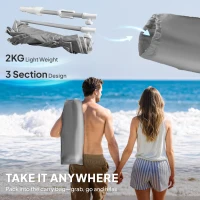 Outsunny Beach Umbrella Portable with Sand Anchor, Carry Bag, Adjustable Height & Tilt, UPF50+ UV Protection, Grey(m-8)