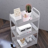 HOMCOM Keukenwagen met 3 planken, 4 wielen, 45 cm x 30,6 cm x 79 cm, Wit(m-9)