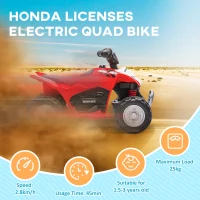 AIYAPLAY Honda Licensed Kids Electric Quad Bike, 6V ATV Ride On for Ages 1.5-3 Years, Red(m-7)