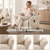 HOMCOM Recliner Armchair, Push Back Recliner Chair with Massage & Heat, Adjustable Armrests, Dual Side Pockets, Beige(m-5)