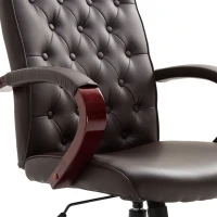 Vinsetto High Back Executive Office Chair Swivel Computer Desk Armchair Tilting Seat Height Adjustable Ergonomic Bonded Leather Wooden Base (Brown)(m-6)