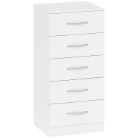 HOMCOM Cassettiera 5 Cassetti dallo Stile Moderno, in Truciolato, 40x35x85 cm, Bianco(m-1)