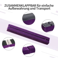 HOMCOM Opvouwbare Evenwichtsbalk, Antislip, Suède Bekleding, Stevig Hout, 210 x 10 x 6,5 cm, Paars(m-5)