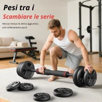 Set di manubri regolabile 5‑in‑1, set da 2, ammortizzante, salva-pavimento, anti-ruggine e inodore, 57,5x29x17,5 cm, Nero(m-4)