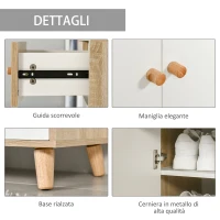 HOMCOM Mobile Scarpiera Salvaspazio per 12 Scarpe, Armadietto con 4 Mensole e 2 Cassetti, 68x35x102.5 cm, Color Legno e Bianco(m-6)