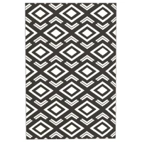 Outsunny Alfombra de Exterior Reversible 182x274 cm con Patrón Geométrico Impermeable con Bolsa Blanco y Negro(m-1)