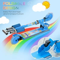 HOMCOM Kids Scooter, with Lights, Music, Adjustable Height, Foldable Frame, for Ages 3-7 Years - Blue(m-6)