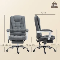 Vinsetto Silla de Oficina con 6 Puntos de Masaje Función de Calentamiento Reposapiés y Control Remoto 65x70x111-119 cm Gris(m-3)