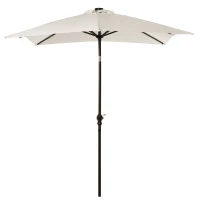 Outsunny Parasol de Terraza Exterior 2,7x2x2,5 m con Techo Inclinable hasta 45° Luces LED Solares y Manivela Blanco Crema(m-11)