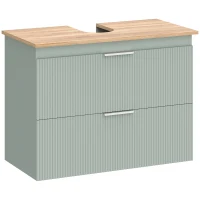 HOMCOM Mueble Bajo Lavabo con 2 Cajones con Frentes Ondulados para Lavabos con o sin Pedestal 80x40x60 cm Verde y Natural(m-1)