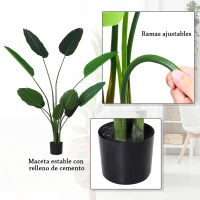 Outsunny Planta de Decoración Artificial de Palma Árbol Realista con Maceta 10 Hojas Ф18x180cm para Interior No Requiere Instalación(m-4)