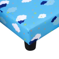HOMCOM Toddler Chair Children's Armchairs Wood Frame w/ Footrest Anti-Slip Legs High Back Arms for Bedroom Playroom Cute Cloud Star Blue(m-8)