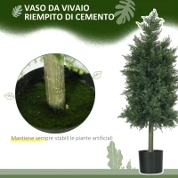 HOMCOM Set 2 Piante Finte di Cedro in PE con Vaso di Plastica PP, in Acciaio e Cemento, 38x12.5x90 cm, Verde(m-6)