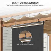 Outsunny verticale luifel, balkoninkscherm met zonbescherming, haak, 124 x 222 cm(m-5)