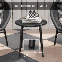 Outsunny Set da Giardino con 2 Sedie con Cuscino e Tavolino da Caffè in Acciaio e Rattan PE, Nero(m-7)