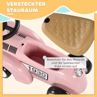 AIYAPLAY Kinder Glijauto, Vintage Ontwerp, Verborgen Opbergruimte, Kipbescherming, Toeter, 12-36 Maanden, Roze(m-6)