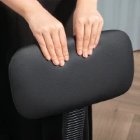 HOMCOM Scaun rotativ cu înălțime reglabilă și suport pentru picioare, din oțel, piele ecologică și spumă, 52x52x78-92 cm, negru(m-9)