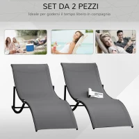 Outsunny Set 2 Sdraio da Giardino Pieghevoli, Lettino Prendisole in Alluminio e Textilene, 61x165x63 cm(m-5)